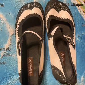 Hot Chocolate Mary Jane Flats Black and White 11
